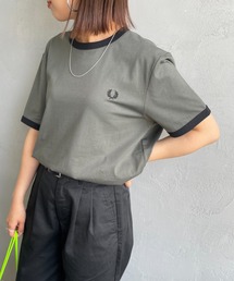 [FRED PERRY/フレッドペリー] ワンポイントロゴ刺繍 ショートスリーブリンガーTシャツ M3519
