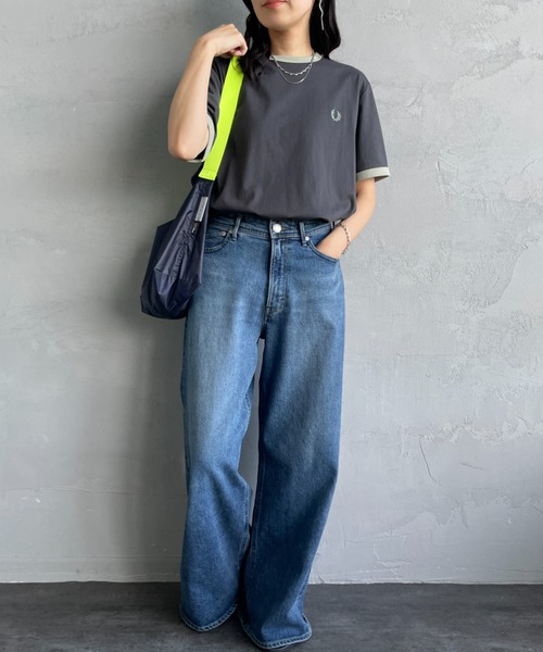FRED PERRY（フレッドペリー）の「[FRED PERRY/フレッドペリー] ワンポイントロゴ刺繍 ショートスリーブリンガーTシャツ M3519（Tシャツ/カットソー・レディース・ワイン/グレー/ダークグリーン/モスグリーン/キナリ・XL/L/M/S/XS）」の7枚目の写真