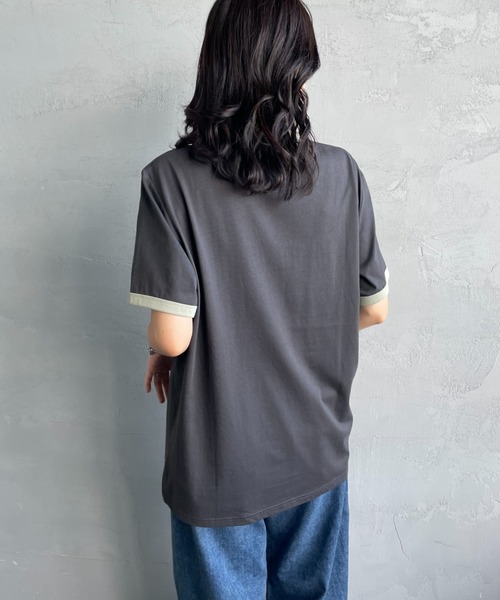 FRED PERRY（フレッドペリー）の「[FRED PERRY/フレッドペリー] ワンポイントロゴ刺繍 ショートスリーブリンガーTシャツ M3519（Tシャツ/カットソー・レディース・ワイン/グレー/ダークグリーン/モスグリーン/キナリ・XL/L/M/S/XS）」の10枚目の写真