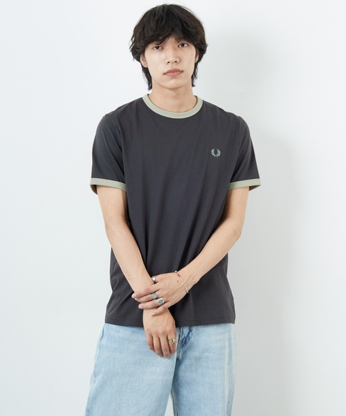 FRED PERRY（フレッドペリー）の「[FRED PERRY/フレッドペリー] ワンポイントロゴ刺繍 ショートスリーブリンガーTシャツ M3519（Tシャツ/カットソー・レディース・ワイン/グレー/ダークグリーン/モスグリーン/キナリ・XL/L/M/S/XS）」の13枚目の写真