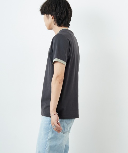 FRED PERRY（フレッドペリー）の「[FRED PERRY/フレッドペリー] ワンポイントロゴ刺繍 ショートスリーブリンガーTシャツ M3519（Tシャツ/カットソー・レディース・ワイン/グレー/ダークグリーン/モスグリーン/キナリ・XL/L/M/S/XS）」の14枚目の写真