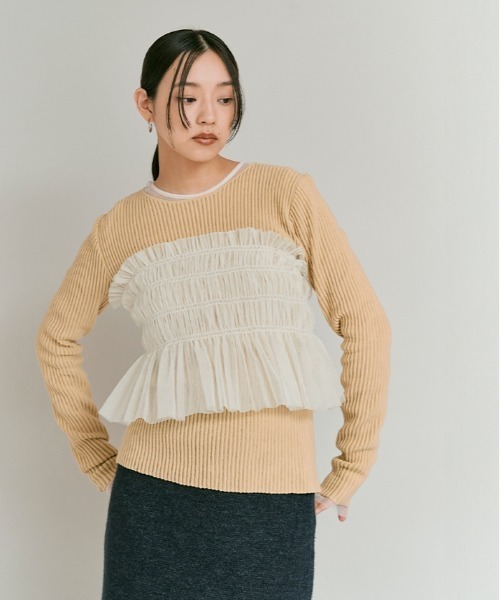 W:Huku(フーク)の「【W:Huku / ブライトシフォン】ベアトップ ビスチェ / Bright Chiffon Bear Top Bustier(Tシャツ/カットソー・レディース・ブラック/アイボリー・FREE)」の4枚目の写真