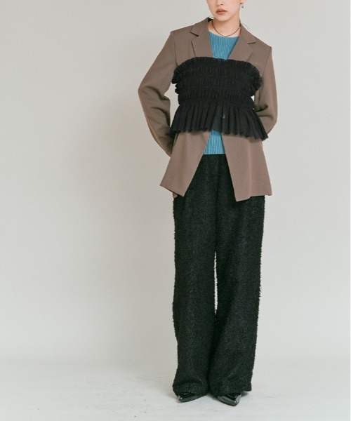 W:Huku(フーク)の「【W:Huku / ブライトシフォン】ベアトップ ビスチェ / Bright Chiffon Bear Top Bustier(Tシャツ/カットソー・レディース・ブラック/アイボリー・FREE)」の5枚目の写真