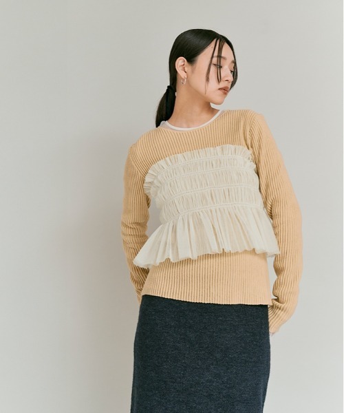 W:Huku(フーク)の「【W:Huku / ブライトシフォン】ベアトップ ビスチェ / Bright Chiffon Bear Top Bustier(Tシャツ/カットソー・レディース・ブラック/アイボリー・FREE)」の9枚目の写真