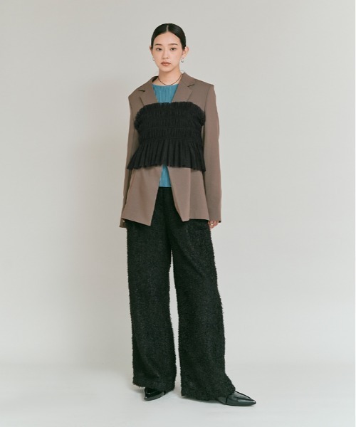 W:Huku(フーク)の「【W:Huku / ブライトシフォン】ベアトップ ビスチェ / Bright Chiffon Bear Top Bustier(Tシャツ/カットソー・レディース・ブラック/アイボリー・FREE)」の11枚目の写真