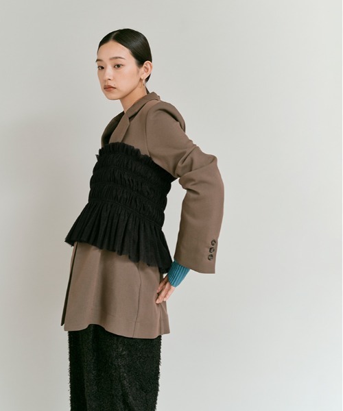 W:Huku(フーク)の「【W:Huku / ブライトシフォン】ベアトップ ビスチェ / Bright Chiffon Bear Top Bustier(Tシャツ/カットソー・レディース・ブラック/アイボリー・FREE)」の12枚目の写真
