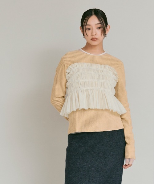 W:Huku(フーク)の「【W:Huku / ブライトシフォン】ベアトップ ビスチェ / Bright Chiffon Bear Top Bustier(Tシャツ/カットソー・レディース・ブラック/アイボリー・FREE)」の16枚目の写真