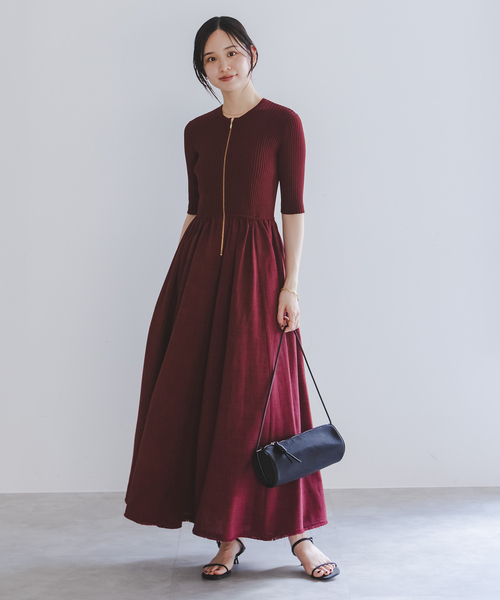 Noble(ノーブル)の「《追加・新色》【洗える】フロントジップドッキングワンピース(ワンピース・レディース・ボルドー/チャコールグレー・38/36)」の10枚目の写真