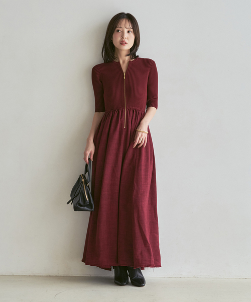 Noble(ノーブル)の「《追加・新色》【洗える】フロントジップドッキングワンピース(ワンピース・レディース・ボルドー/チャコールグレー・38/36)」の18枚目の写真