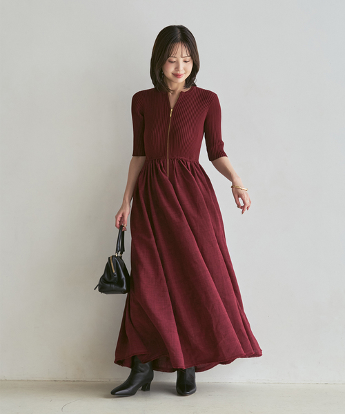 Noble(ノーブル)の「《追加・新色》【洗える】フロントジップドッキングワンピース(ワンピース・レディース・ボルドー/チャコールグレー・38/36)」の20枚目の写真