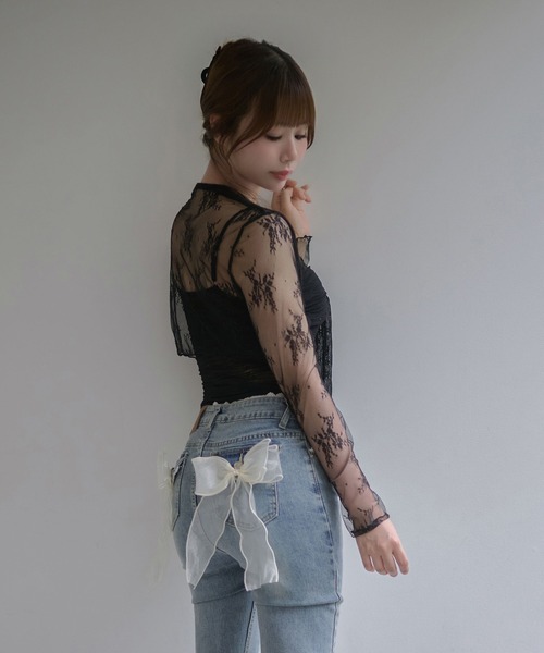 M DOLLY(エムドリー)の「Lace celeste bolero / レースセレストボレロ(カーディガン/ボレロ・レディース・モカ/アイボリー/ブラック・FREE)」の7枚目の写真