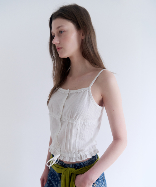 ROLAROLA(ロラロラ)の「PINTUCK LACE CROP SLEEVELESS BLOUSE WHITE(シャツ/ブラウス・レディース・ホワイト・FREE)」の2枚目の写真