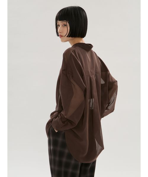 emmi(エミ)の「シアーシャツ(シャツ/ブラウス・レディース・ブラウン/ライトベージュ/イエロー・F)」の6枚目の写真
