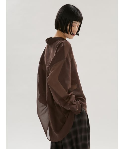 emmi(エミ)の「シアーシャツ(シャツ/ブラウス・レディース・ブラウン/ライトベージュ/イエロー・F)」の7枚目の写真