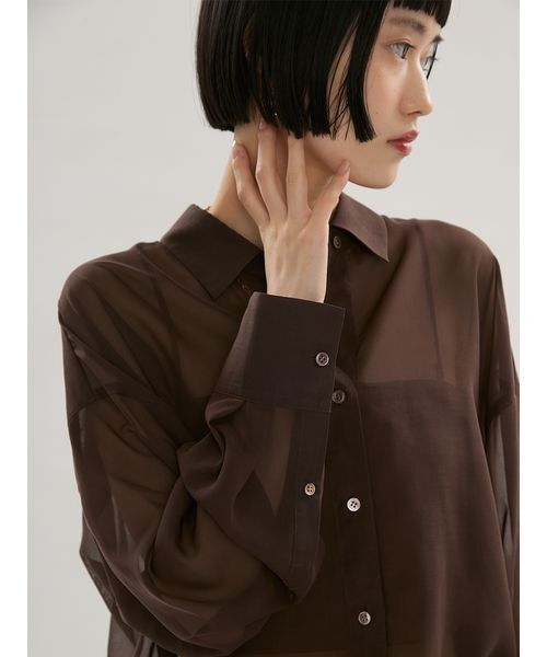 emmi(エミ)の「シアーシャツ(シャツ/ブラウス・レディース・ブラウン/ライトベージュ/イエロー・F)」の8枚目の写真