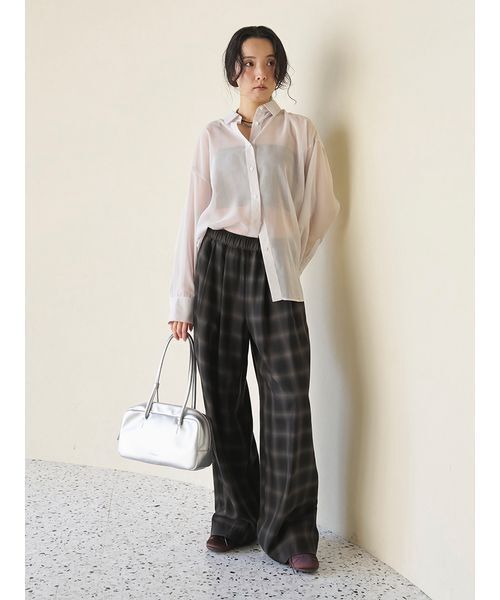 emmi(エミ)の「シアーシャツ(シャツ/ブラウス・レディース・ブラウン/ライトベージュ/イエロー・F)」の16枚目の写真