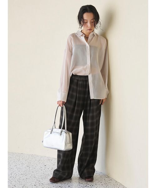 emmi(エミ)の「シアーシャツ(シャツ/ブラウス・レディース・ブラウン/ライトベージュ/イエロー・F)」の17枚目の写真
