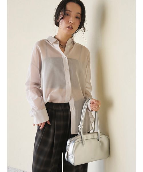 emmi(エミ)の「シアーシャツ(シャツ/ブラウス・レディース・ブラウン/ライトベージュ/イエロー・F)」の18枚目の写真