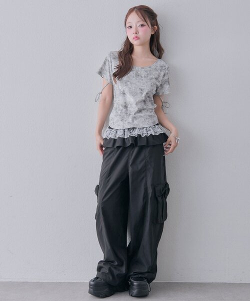OLIVE des OLIVE（オリーブデオリーブ）の「バレルレッグリボンカーゴパンツ（カーゴパンツ・レディース・ピンク/ブラウン/ブラック・FREE）」の5枚目の写真