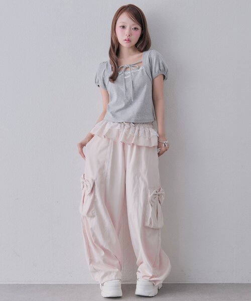 OLIVE des OLIVE（オリーブデオリーブ）の「バレルレッグリボンカーゴパンツ（カーゴパンツ・レディース・ピンク/ブラウン/ブラック・FREE）」の21枚目の写真