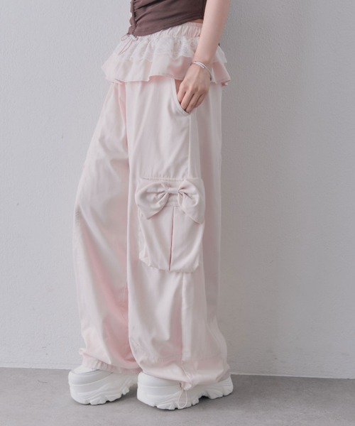 OLIVE des OLIVE(オリーブデオリーブ)の「バレルレッグリボンカーゴパンツ(カーゴパンツ・レディース・ピンク/ブラウン/ブラック・FREE)」の4枚目の写真