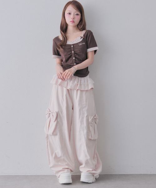 OLIVE des OLIVE(オリーブデオリーブ)の「バレルレッグリボンカーゴパンツ(カーゴパンツ・レディース・ピンク/ブラウン/ブラック・FREE)」の6枚目の写真