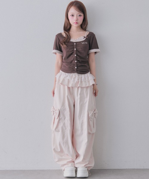 OLIVE des OLIVE(オリーブデオリーブ)の「バレルレッグリボンカーゴパンツ(カーゴパンツ・レディース・ピンク/ブラウン/ブラック・FREE)」の7枚目の写真