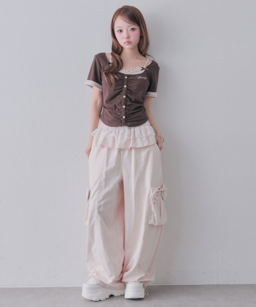 OLIVE des OLIVE(オリーブデオリーブ)の「バレルレッグリボンカーゴパンツ(カーゴパンツ・レディース・ピンク/ブラウン/ブラック・FREE)」の8枚目の写真