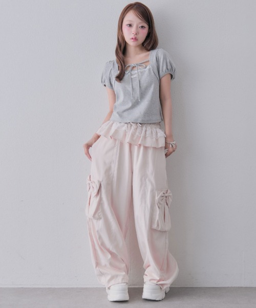 OLIVE des OLIVE(オリーブデオリーブ)の「バレルレッグリボンカーゴパンツ(カーゴパンツ・レディース・ピンク/ブラウン/ブラック・FREE)」の11枚目の写真