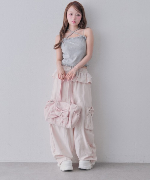 OLIVE des OLIVE(オリーブデオリーブ)の「バレルレッグリボンカーゴパンツ(カーゴパンツ・レディース・ピンク/ブラウン/ブラック・FREE)」の13枚目の写真