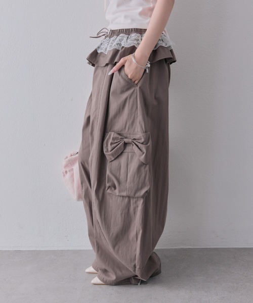 OLIVE des OLIVE(オリーブデオリーブ)の「バレルレッグリボンカーゴパンツ(カーゴパンツ・レディース・ピンク/ブラウン/ブラック・FREE)」の21枚目の写真