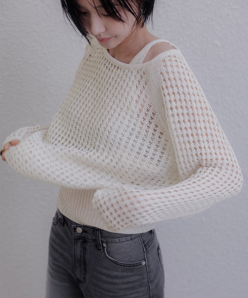MEMUA（メムア）の「テンスレグランリネンニット(チャコール)（ニット/セーター・レディース・オートミール/チャコール・FREE）」の4枚目の写真