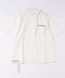 【ATELANE】ストレッチポンチ フラワープリント、ハンドステッチ、S/S Tee
