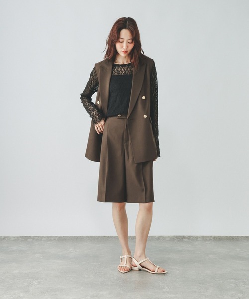 GLOBAL WORK(グローバルワーク)の「お手入れラクラクセットアップ/ハーフパンツ/684656(その他パンツ・レディース・ネイビー/ブラウン・MEDIUM/LARGE)」の10枚目の写真