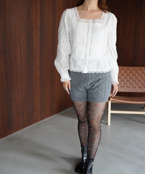 SANSeLF(サンセルフ)の「【SANSeLF】スクエアネックレースピンタックブラウス saw26s099(シャツ/ブラウス・レディース・ホワイト・FREE)」の8枚目の写真
