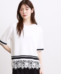 grove | 【シリーズ累計36万枚／UVカット・ひんやり・洗濯機OK】やわらかドライタッチレースドッキングニット(ニット/セーター)