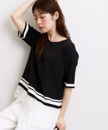 grove | 【シリーズ累計36万枚／UVカット・ひんやり・洗濯機OK】やわらかドライタッチレースドッキングニット(ニット/セーター)