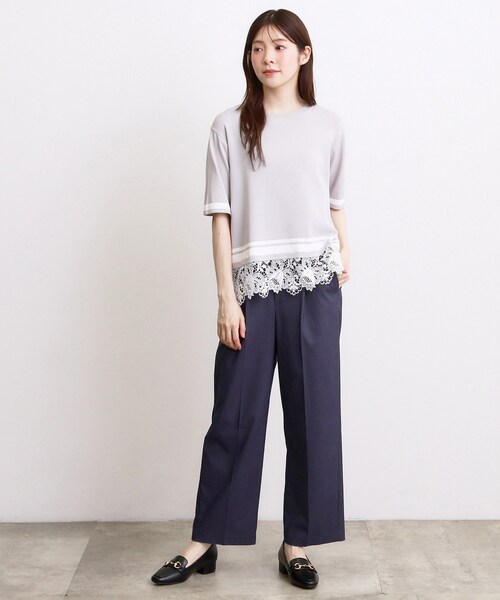 grove（グローブ）の「【シリーズ累計36万枚／UVカット・ひんやり・洗濯機OK】やわらかドライタッチレースドッキングニット（ニット/セーター・レディース・ブルー/オフホワイト/ブラック/グレー・02/03/04/05）」の10枚目の写真