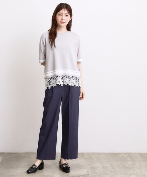 grove（グローブ）の「【シリーズ累計36万枚／UVカット・ひんやり・洗濯機OK】やわらかドライタッチレースドッキングニット（ニット/セーター・レディース・ブルー/オフホワイト/ブラック/グレー・02/03/04/05）」の11枚目の写真