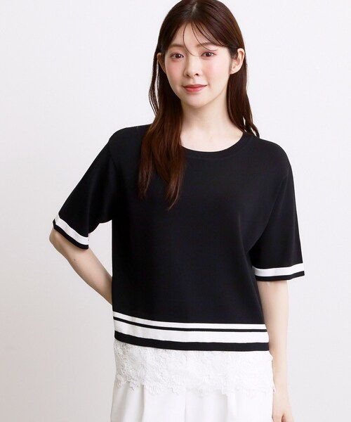 grove（グローブ）の「【シリーズ累計36万枚／UVカット・ひんやり・洗濯機OK】やわらかドライタッチレースドッキングニット（ニット/セーター・レディース・ブルー/オフホワイト/ブラック/グレー・02/03/04/05）」の13枚目の写真