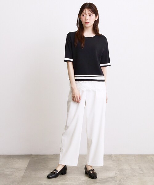 grove（グローブ）の「【シリーズ累計36万枚／UVカット・ひんやり・洗濯機OK】やわらかドライタッチレースドッキングニット（ニット/セーター・レディース・ブルー/オフホワイト/ブラック/グレー・02/03/04/05）」の14枚目の写真