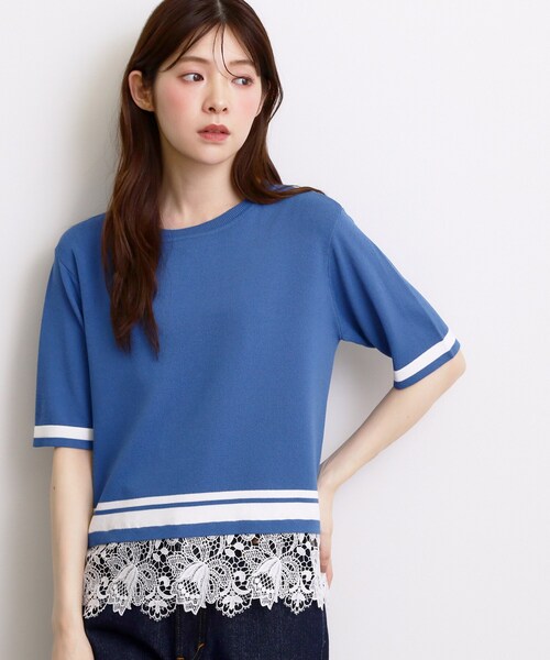 grove（グローブ）の「【シリーズ累計36万枚／UVカット・ひんやり・洗濯機OK】やわらかドライタッチレースドッキングニット（ニット/セーター・レディース・ブルー/オフホワイト/ブラック/グレー・02/03/04/05）」の17枚目の写真