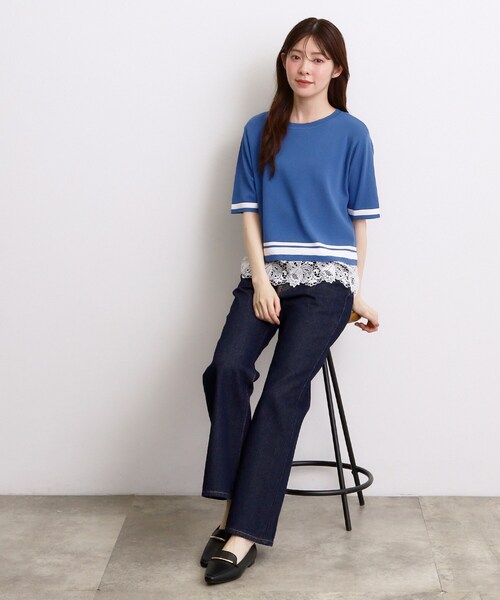 grove（グローブ）の「【シリーズ累計36万枚／UVカット・ひんやり・洗濯機OK】やわらかドライタッチレースドッキングニット（ニット/セーター・レディース・ブルー/オフホワイト/ブラック/グレー・02/03/04/05）」の19枚目の写真