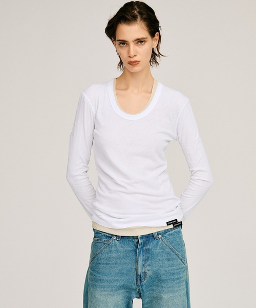 PRANK PROJECT(プランクプロジェクト)の「【2026Autumn Pre-Order】スクープネックシアートップス / Scoop Neck Sheer Top(Tシャツ/カットソー・レディース・ブラック/ホワイト/ライトグレー・FREE)」の13枚目の写真