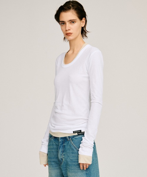 PRANK PROJECT(プランクプロジェクト)の「【2026Autumn Pre-Order】スクープネックシアートップス / Scoop Neck Sheer Top(Tシャツ/カットソー・レディース・ブラック/ホワイト/ライトグレー・FREE)」の14枚目の写真