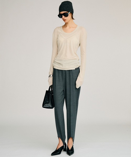 PRANK PROJECT(プランクプロジェクト)の「【2026Autumn Pre-Order】スクープネックシアートップス / Scoop Neck Sheer Top(Tシャツ/カットソー・レディース・ブラック/ホワイト/ライトグレー・FREE)」の5枚目の写真