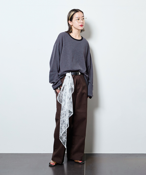 CITYSHOP（シティーショップ）の「《追加3》[THE MOOD]スラブボーダーロングTシャツ（Tシャツ/カットソー・レディース・ブラック/ブラウン系その他・38/36）」の7枚目の写真