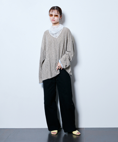 CITYSHOP（シティーショップ）の「《追加3》[THE MOOD]スラブボーダーロングTシャツ（Tシャツ/カットソー・レディース・ブラック/ブラウン系その他・38/36）」の15枚目の写真