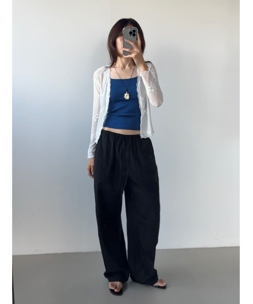 Didot.showroom(ディドット ショールーム)の「フラワーVネックシアーカーディガン(カーディガン/ボレロ・レディース・アイボリー/ブラック・FREE)」の5枚目の写真