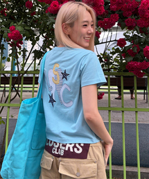 TH アプリケロゴ 半袖Tシャツ スカイブルー